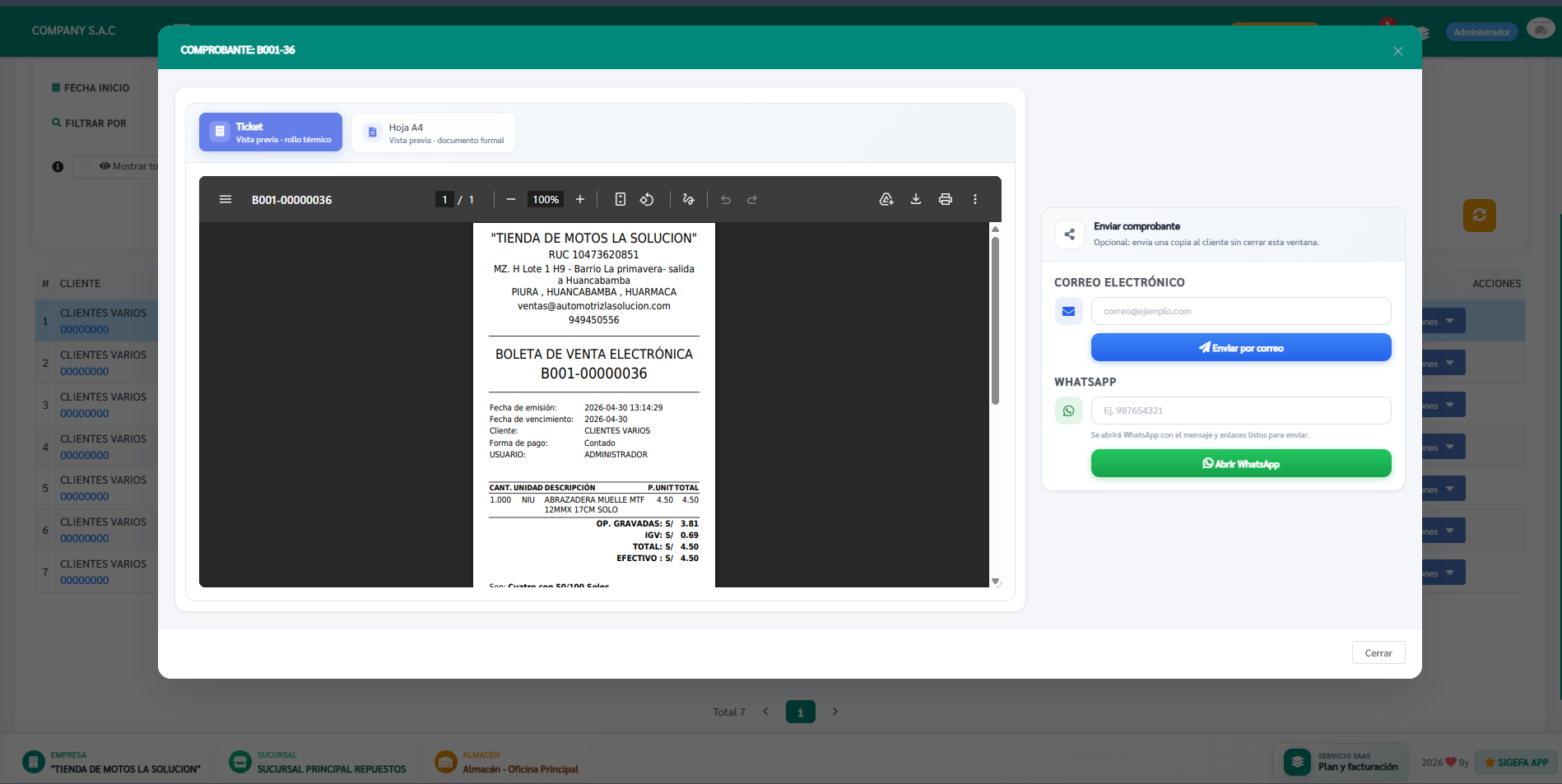 Comprobante electrónico SUNAT